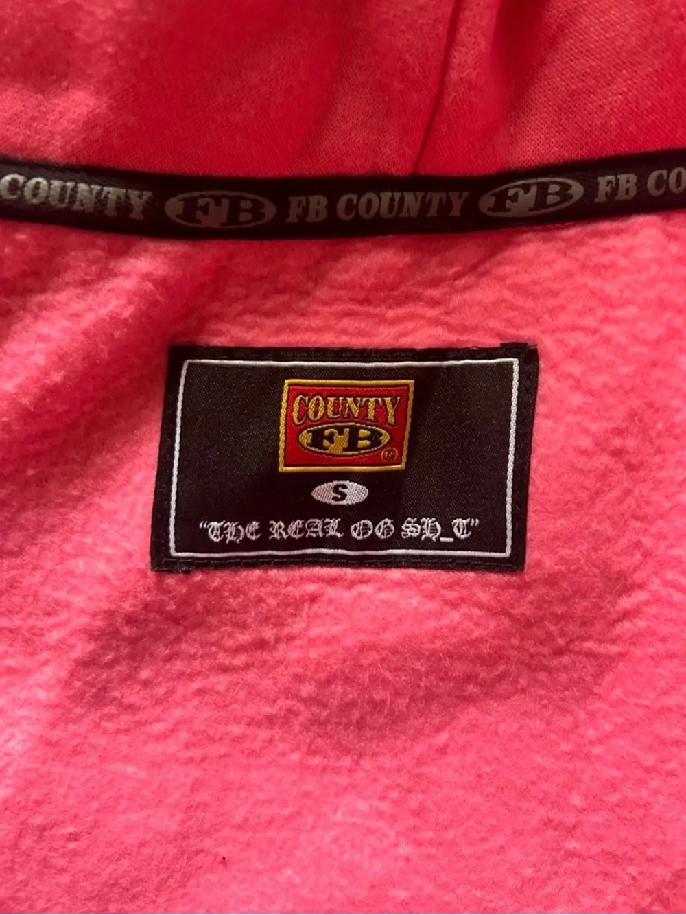 FB county Pink Zip-Up Hoodie with rhinestones